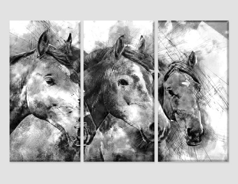 Abstract Horses Canvas Art Horse Wall Art Horse Drawing Horse Etsy