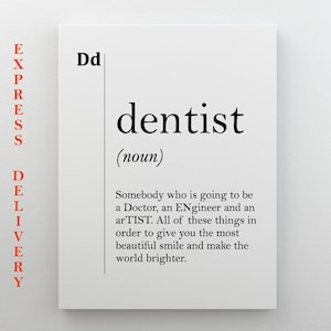 Dentist Canvas Art, Dentist Gift, Dentist Definition, Dentist Poster, Dental Office Decor, Orthodontist Gift, Stomatology Gifts
