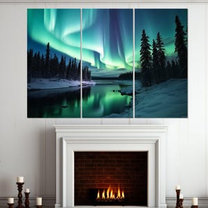 Northern Lights Wall Art, Aurora Borealis Canvas Print, Framed and Ready to Hang