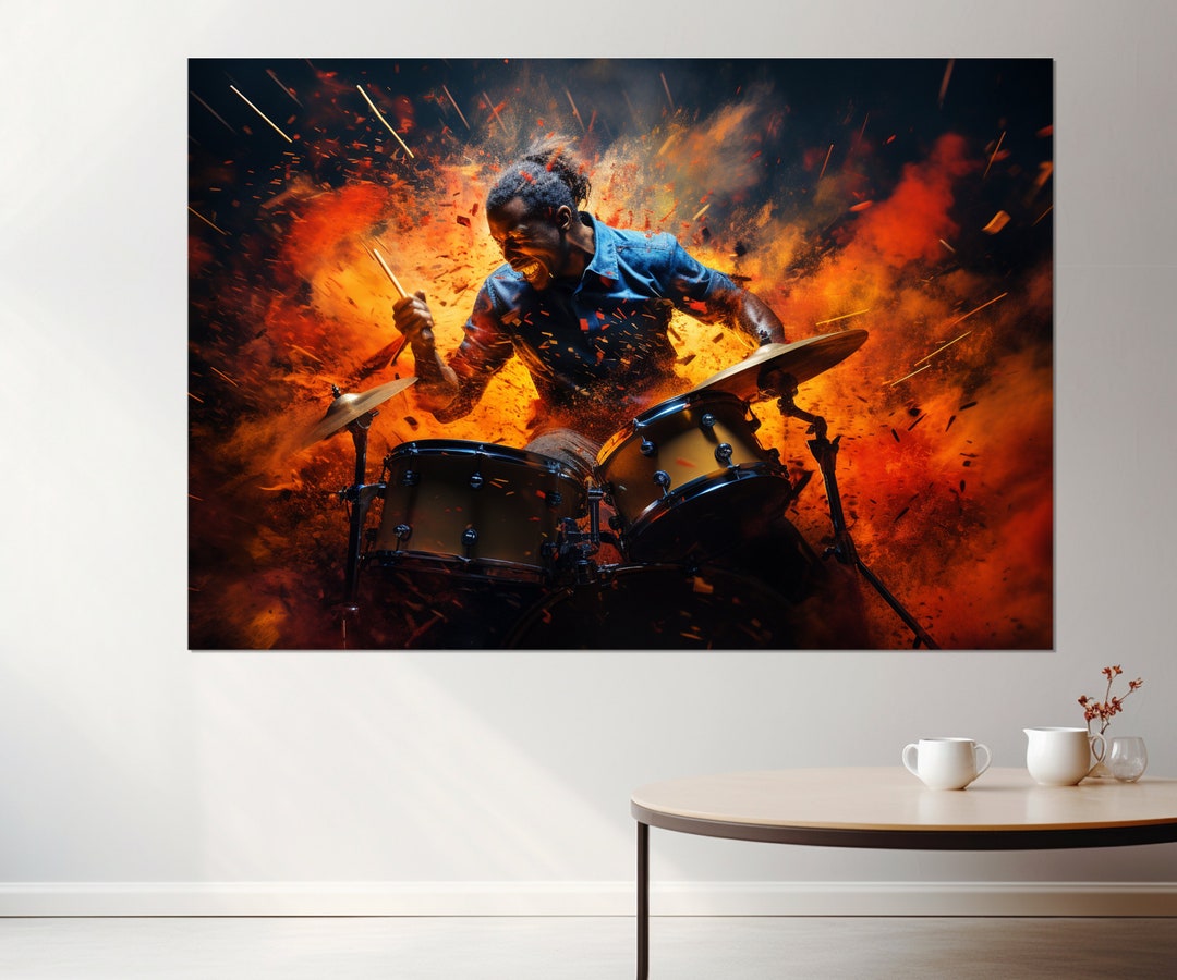 Abstract Drummer Canvas Print, Drums Wall Art, Musician Gift, Drummer
