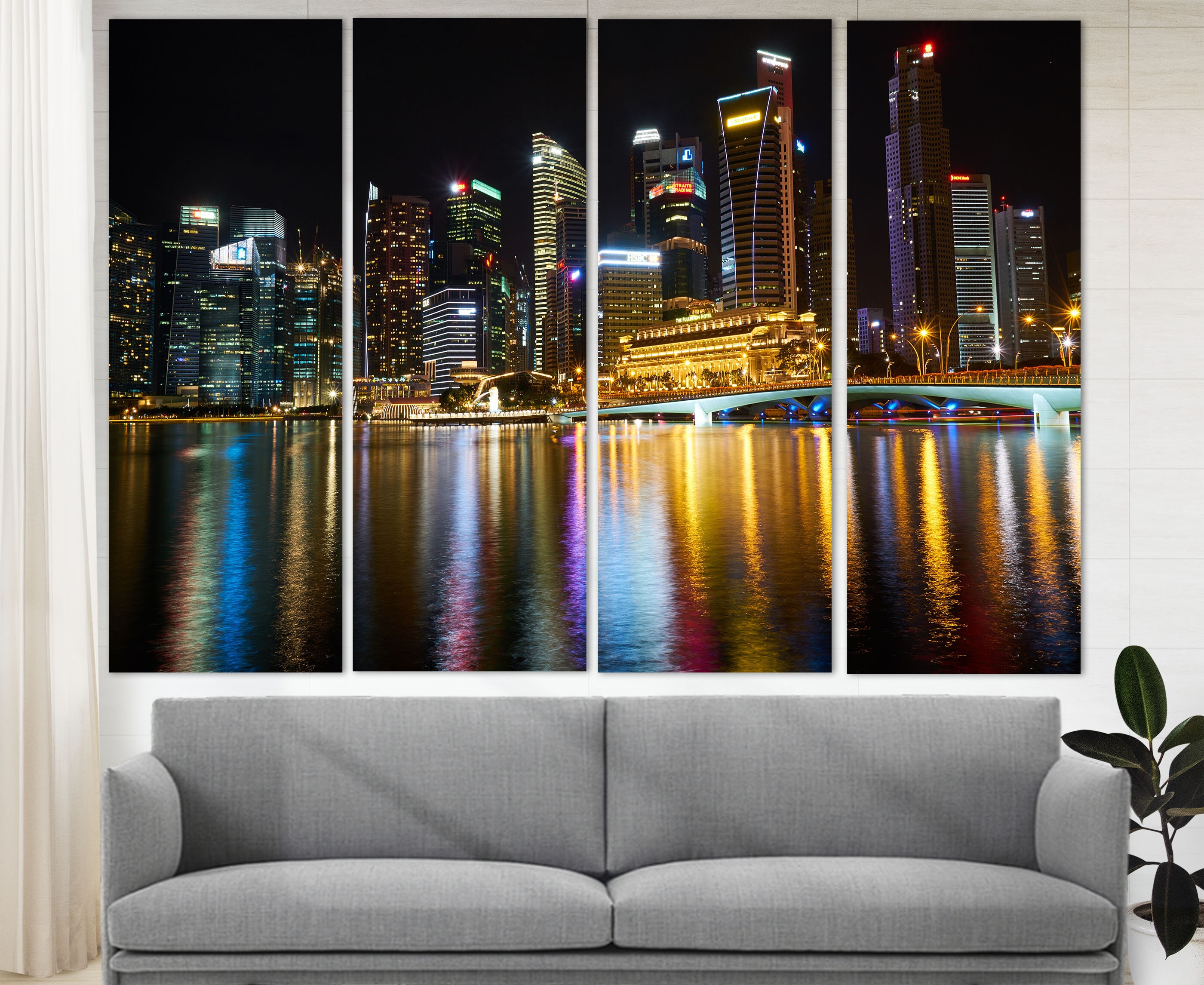 Singapore Skyline Singapore Canvas Print Singapore Wall Art Etsy
