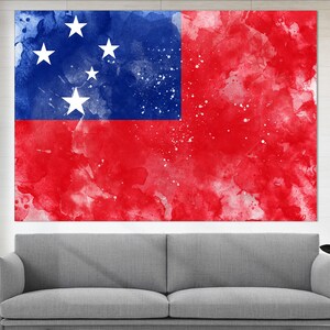 Samoa Flag Canvas Print, Samoa Wall Art, Flag of Samoa Print