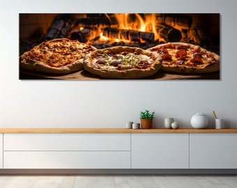 Large Pizza Canvas Print, Pizza Wall Art, Pizzeria Decor, Kitchen Wall Decor, Pizza Restaurant Wall Decor, Framed and Ready to Hang