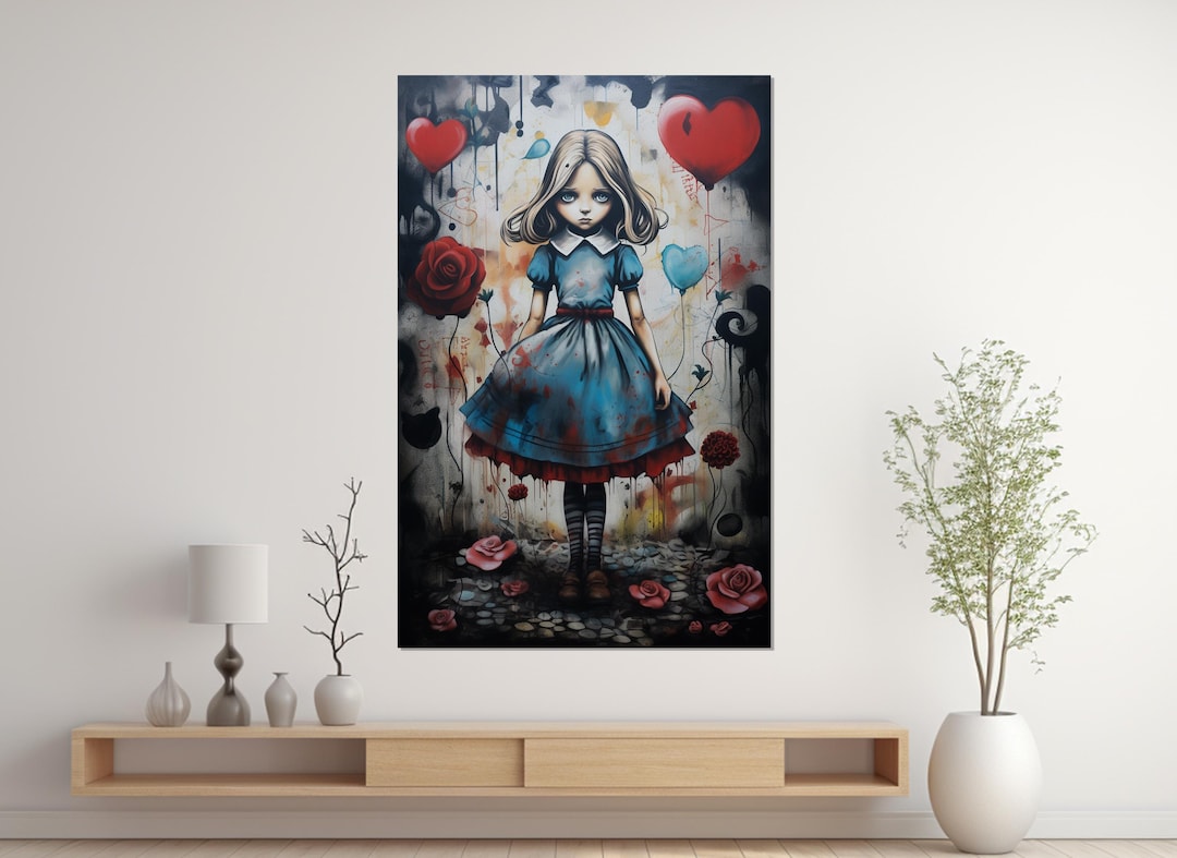 Alice Rabbit Graphiti Alice in Wonderland Graffiti Canvas Print, Modern Children's Room Wall ...