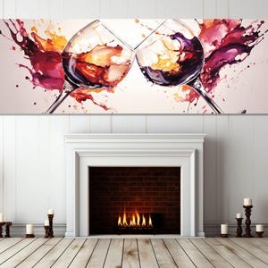 Große Wein Wand Kunst, Weingläser Malerei, Wein Shop Dekor, Weinkellerei Leinwand Druck, Sommelier Geschenk, gerahmt und fertig zum Aufhängen