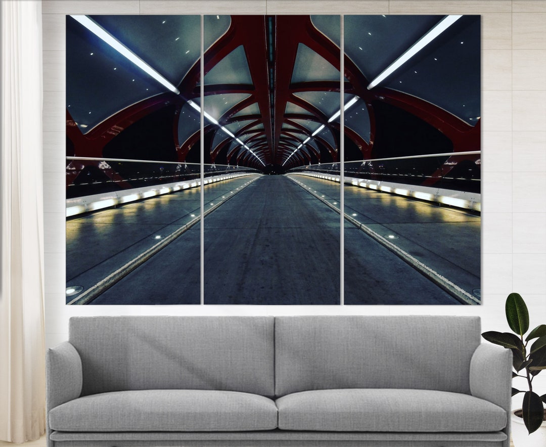 Calgary Peace Bridge Canvas Print, Calgary Canvas Art, Calgary Skyline