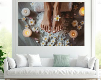 Female Feet in Spa Canvas Print, Pedicure Wall Art, Spa Wall Art, Podiatrist Gift, Pedicure Master Gift, Framed and Ready to Hang