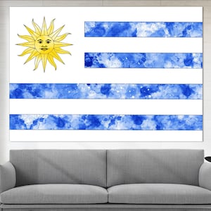Uruguay Flag Canvas Print, Uruguay Wall Art, Flag of Uruguay Print
