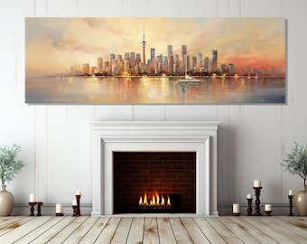 Abstract Toronto Wall Art, Toronto Painting Canvas Print, Large Toronto Poster, Canada Wall Art, Framed and Ready to Hang