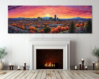 Abstract Boise Wall Art, Boise Painting Canvas Print, Large Boise Poster, Boise Panorama, Boise Poster, Framed and Ready to Hang