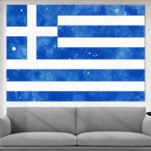 Greece Flag Canvas Print, Greece Wall Art, Flag of Greece Print
