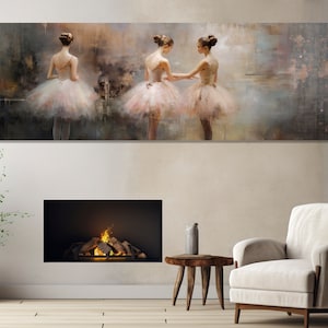 Ballerinas Oil Painting Canvas Print, Ballet Wall Art, Ballet Studio Decor, Ballerina Gift