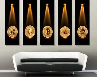 Large Bitcoin Canvas Art, Cryptocurrency Trader Gift, Bitcoin Wall Decor