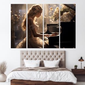 Beautiful Pianist Girl Canvas Print, Piano Wall Art, Musician Gift, Pianist Gift, Framed and Ready to Hang image 6