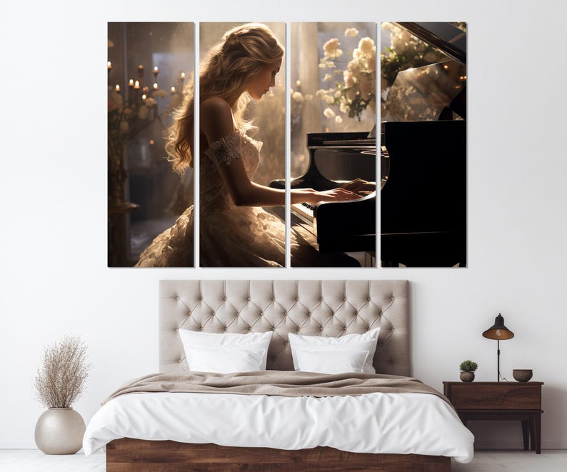 Beautiful Pianist Girl Canvas Print, Piano Wall Art, Musician Gift, Pianist Gift, Framed and Ready to Hang image 6