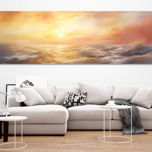 Wunderschöner Sonnenaufgang über Ozean Leinwanddruck, Malerische Ozean Sonnenaufgang Gemälde, Ozean Wandkunst, Meer Sonnenaufgang Poster, gerahmt und fertig zum Aufhängen
