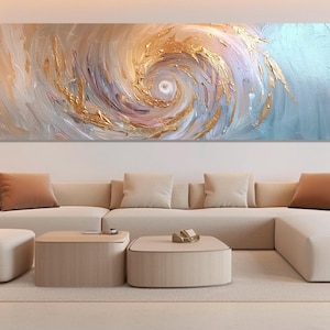 Abstract Gold Spiral Canvas PRINT, Luxury Infinity Painting, Contemporary Wall Art, Spiral Wall Art, Abstract Decor, Framed & Ready to Hang