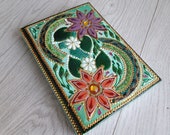 Handpainted mandala notebook flowers Hardcover undated yoga journal Oriental art notebook Diary gift for woman Dot art notebook