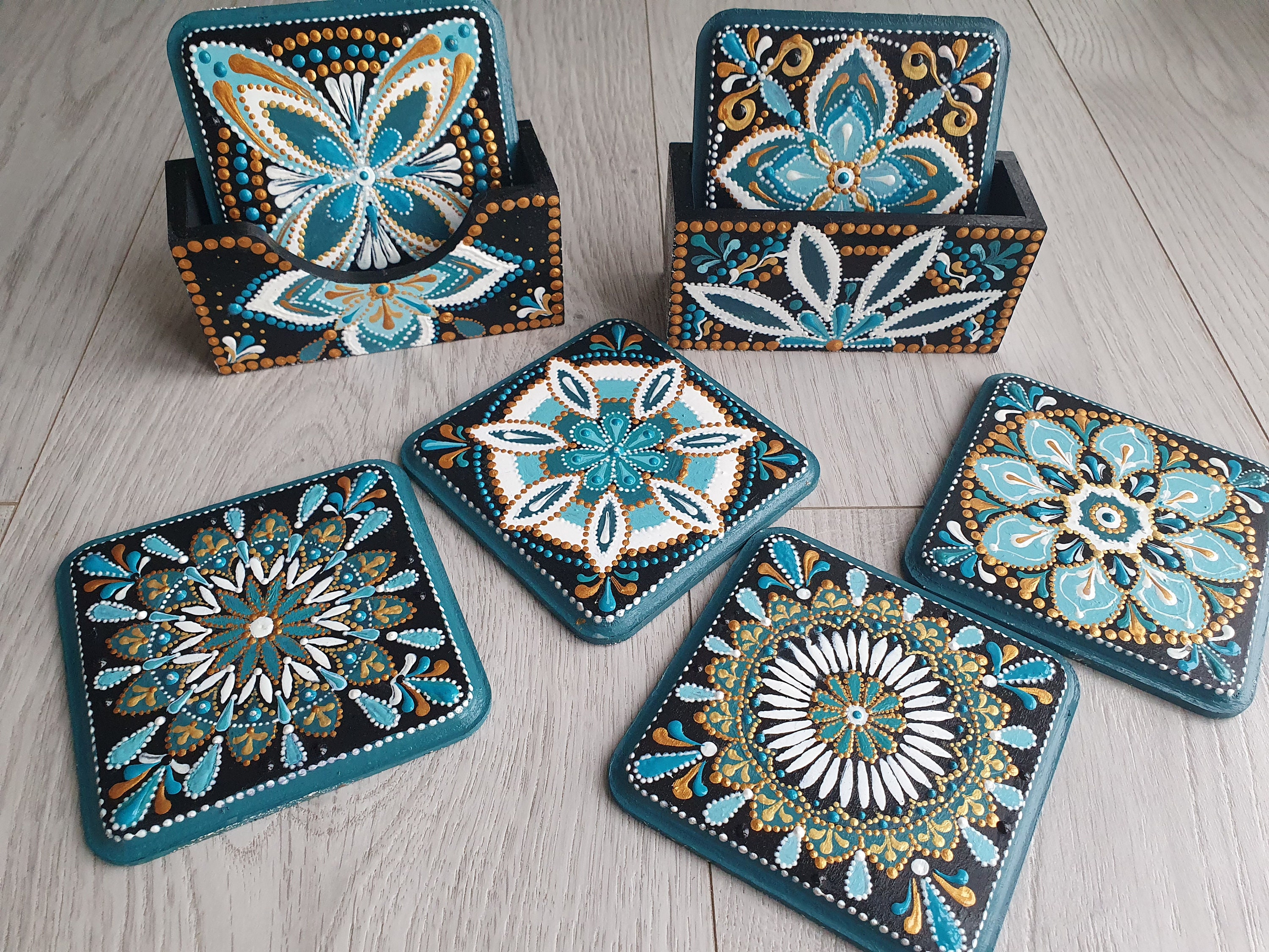 Hand Painted+coasters - Etsy