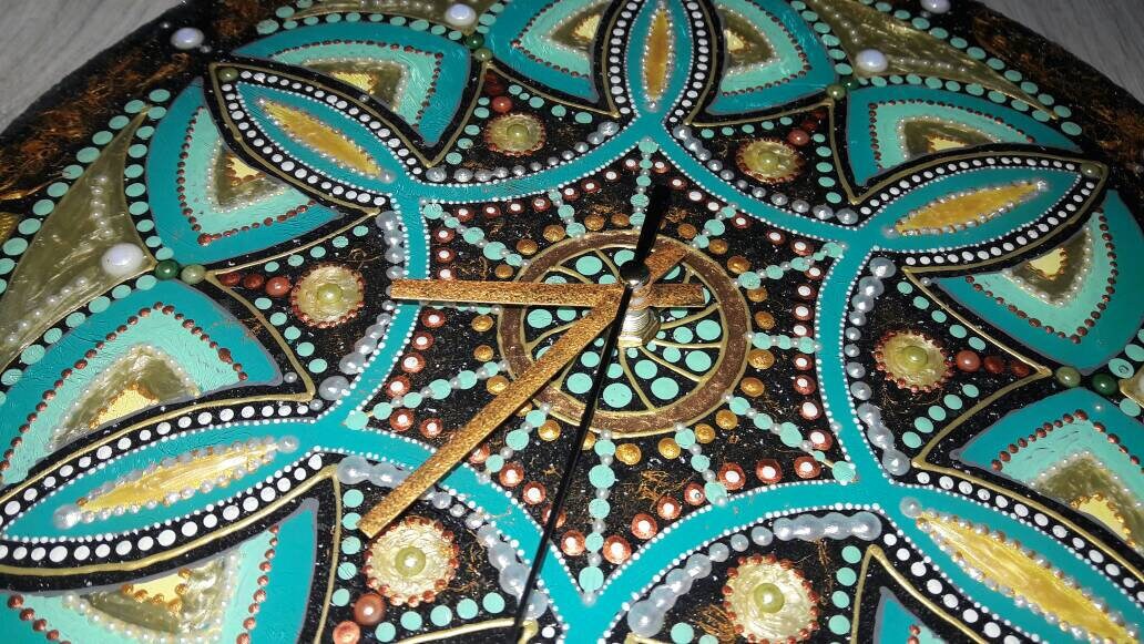 Hand Painted Wood Wall Clock Unique Wall Clock Stained Wood Etsy