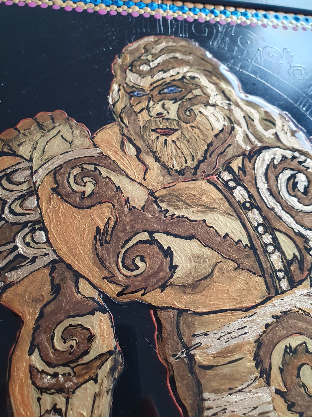 Panel Painting Stylized Scottish Warrior Wall Decor, Christmas Gift