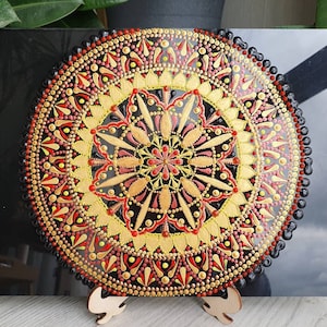 Stained Glass Mandala Wall Art: Unbreakable Synthetic Glass, 30x20cm