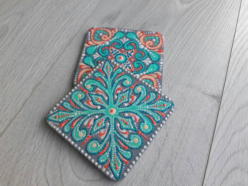 Set of 2 Hot Cup Holder Coaster With Painting Tenderness Cup Etsy