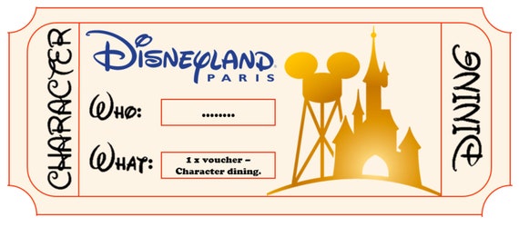 Personalisierte Disneyland Paris Charakter Dining Gutschein Etsy