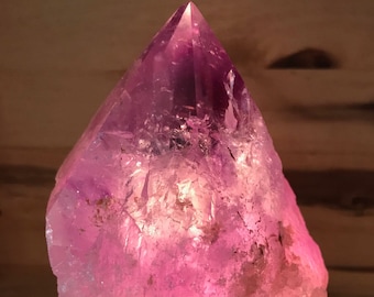 Rose Quartz or Amethyst 7" Point Lamp