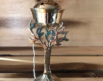 Tree Of Life Brass Cone Incense Burner