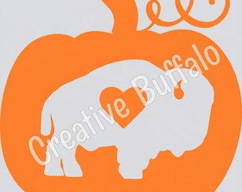 Buffalo Pumpkin SVG PNG | Fall Buffalo Heart Design | Halloween Pumpkin SVG for Cricut Silhouette | Buffalo Digital Download File