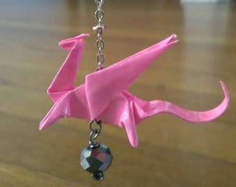 Pink Dragon Earrings with Mirror Ball Beads