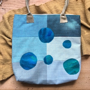 Shopper in blue/green tones (upcycling)