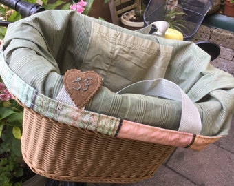 Bicycle basket bag (water-repellent) with matching saddle covers