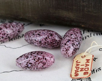 Vintage Japanese Picasso Speckled Amethyst Glass Beads Set of 6