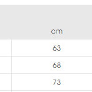 May include: A size chart table with columns for EU, bust, waist, and hips, providing measurements in both centimeters and inches for sizes XS, S, and M. The table lists EU sizes 36, 38, and 40 with corresponding body measurements in inches.