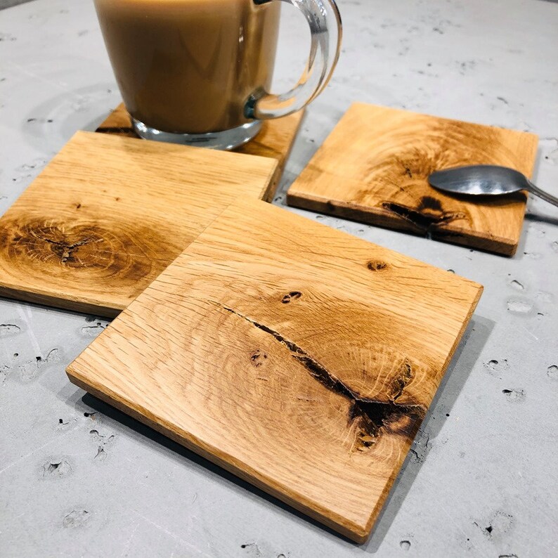 Solid Oak Coasters Selected Rustic Perfect Gift Made to Etsy
