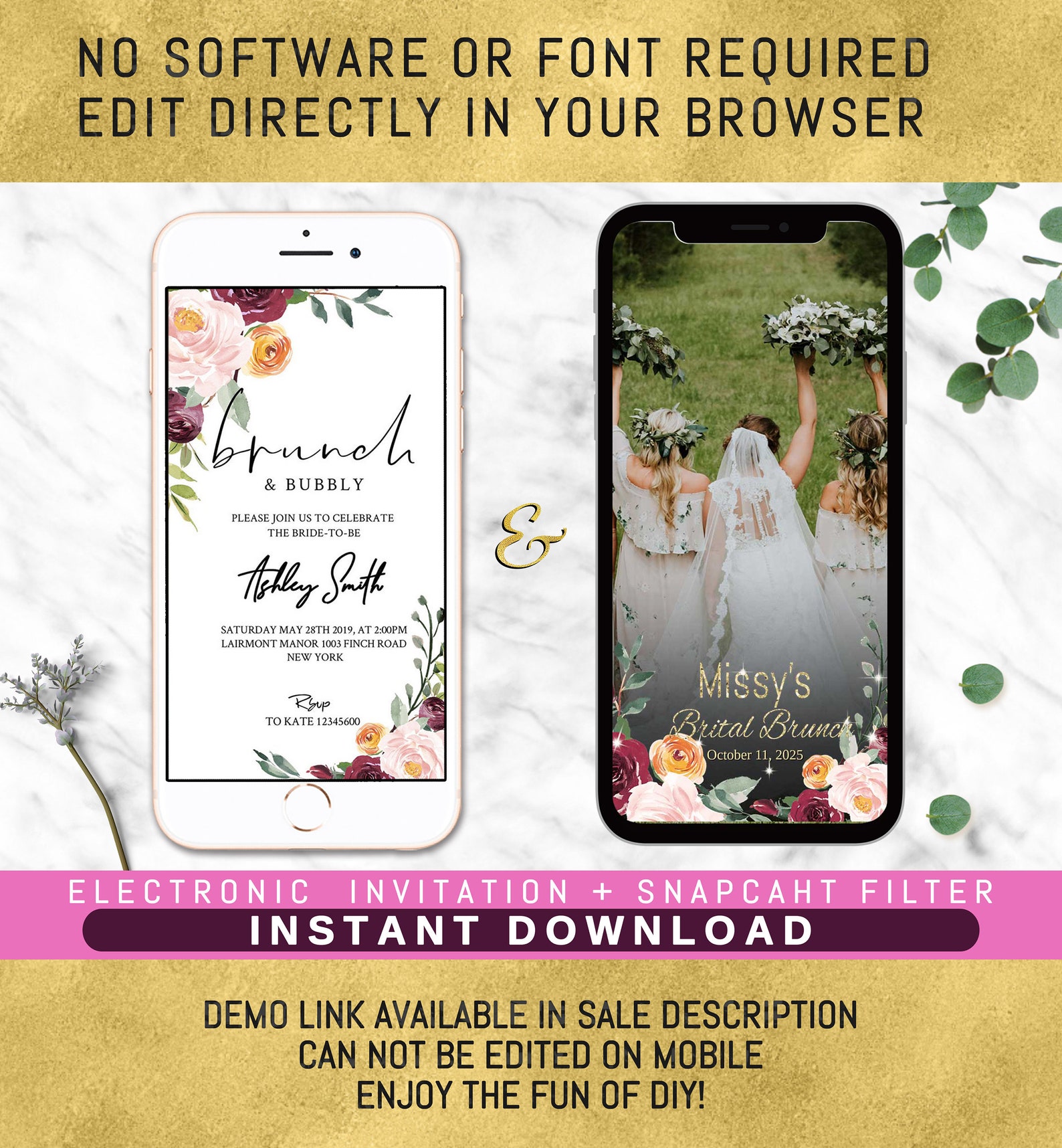 Electronic Invitation Wedding Inviteinstant DOWNLOAD Etsy UK