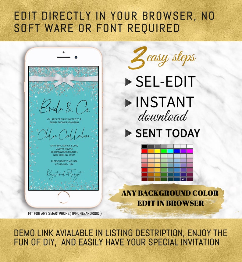 bridal Shower sms Invitation c1 electronic invitation bridal shower Invite Digital Bridal Shower Editable Digital Text SMS Bride /& Co