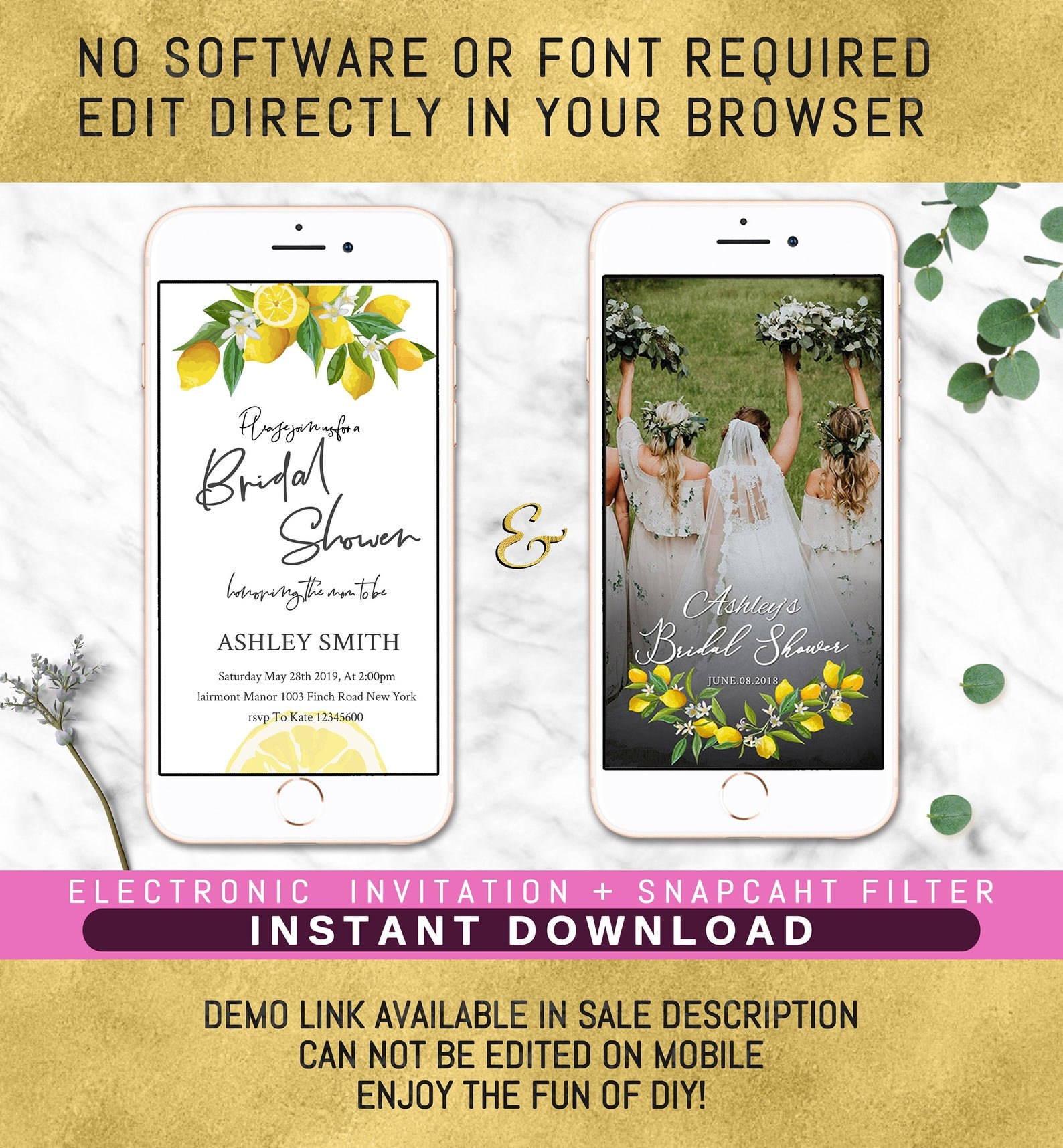 Electronic wedding invitation and rsvpINSTANT DOWNLOAD Etsy