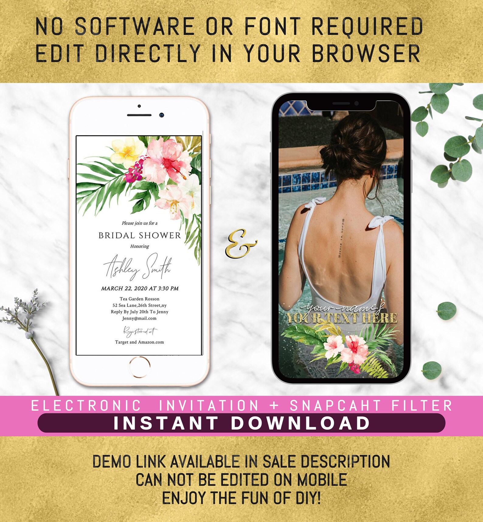 Electronic invitation bridal showerINSTANT DOWNLOAD Etsy