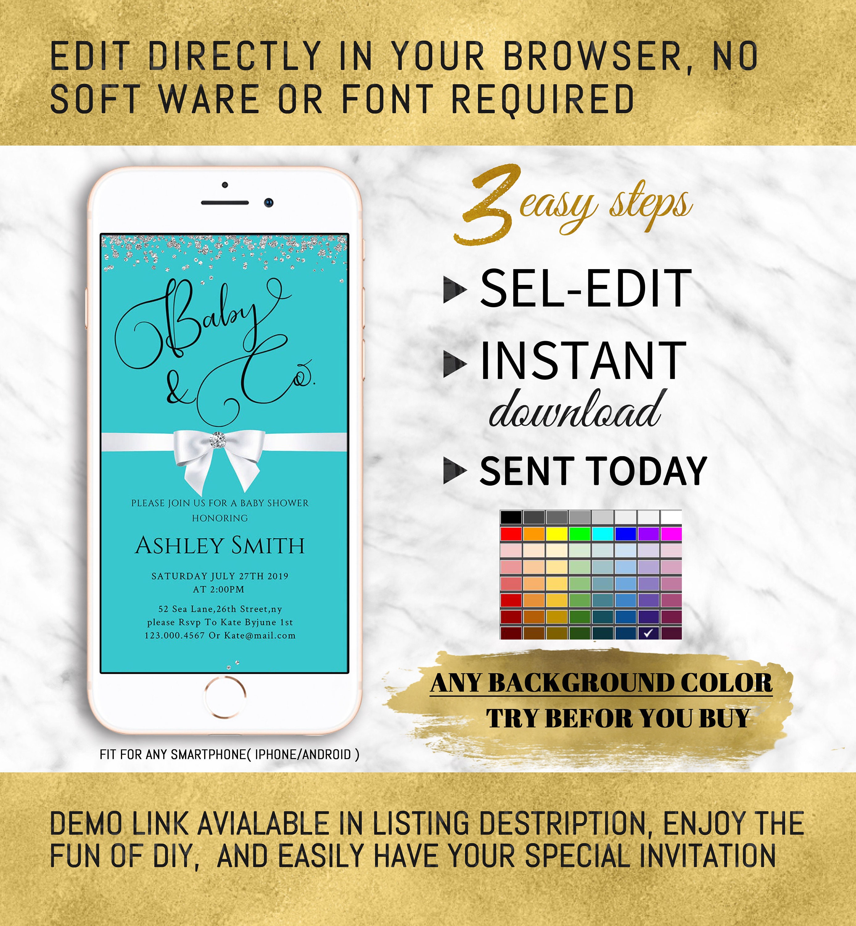 Electronic invitation baby shower Invite Digital Baby Shower Etsy