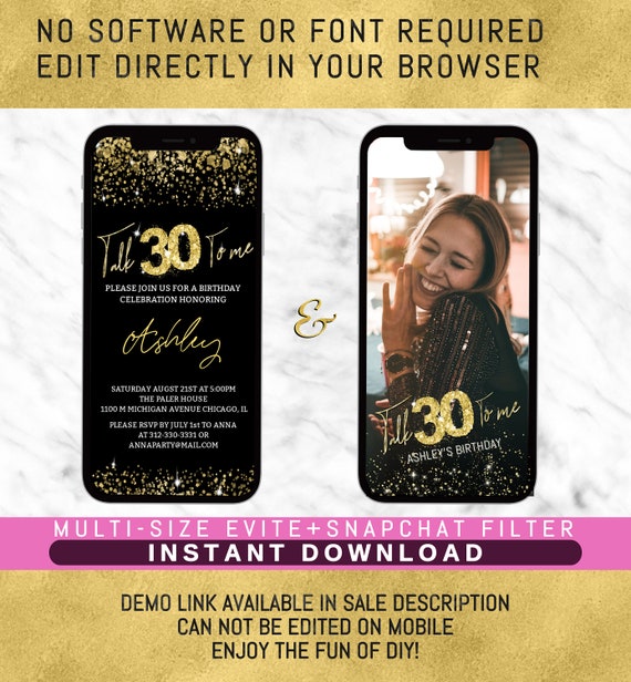 Evite birthday invitationINSTANT DOWNLOAD EDITABLEphone Etsy