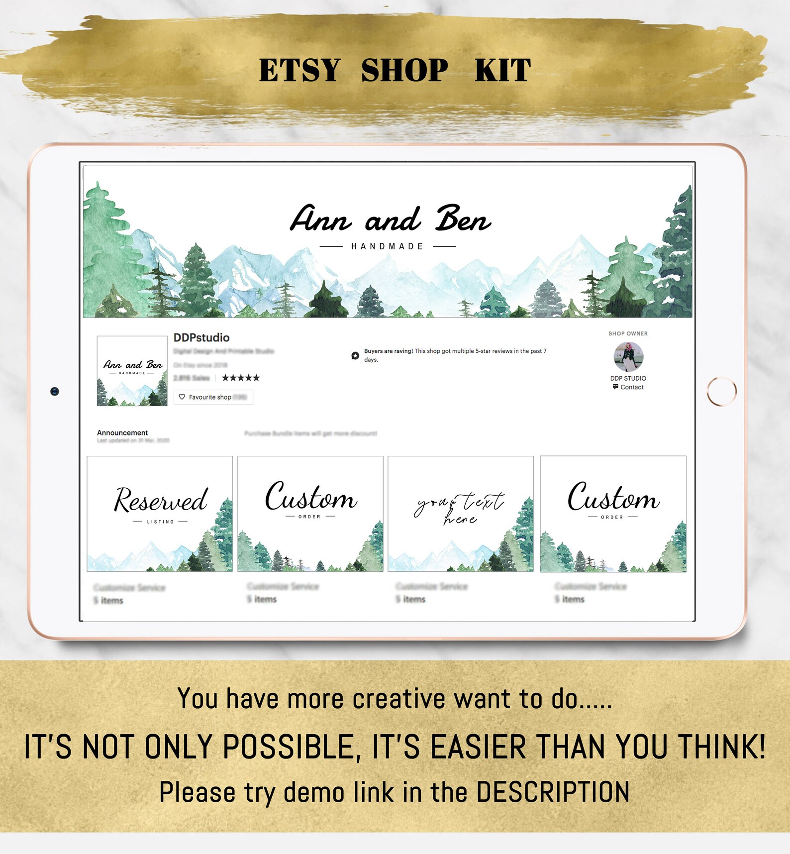 Shop banner set-INSTANT DOWNLOAD EDITABLE-shop banner logo | Etsy