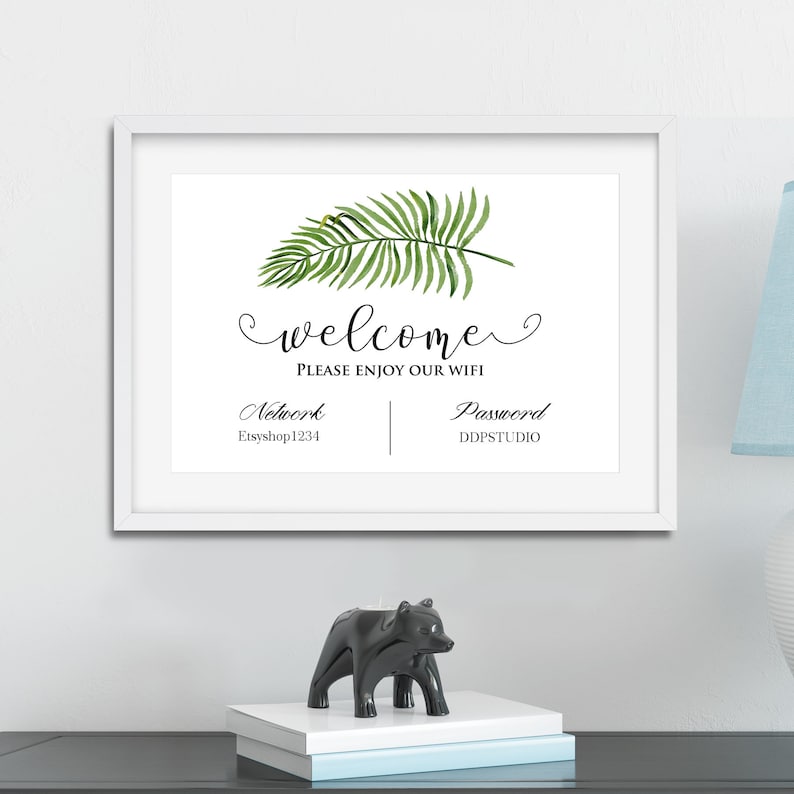 Wifi Sign Palm Leaves Wifi Password Sign Tropical Etsy