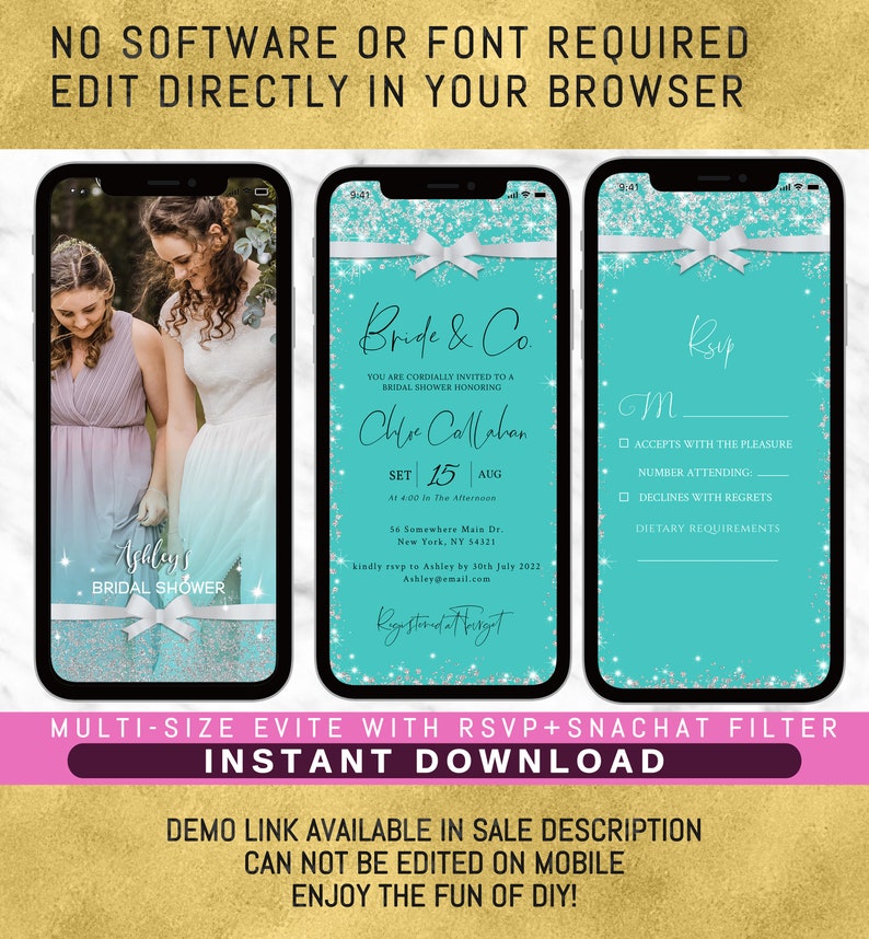 bridal Shower sms Invitation c1 electronic invitation bridal shower Invite Digital Bridal Shower Editable Digital Text SMS Bride /& Co