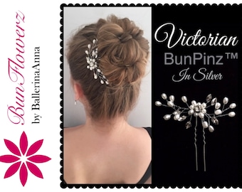 BunFlowerz Jewel BunPin (ballet bun pin, rhinestone hair pin, bun crown, pearl bun pin, bridal hair pin, competition bun pin, YAGP hair)
