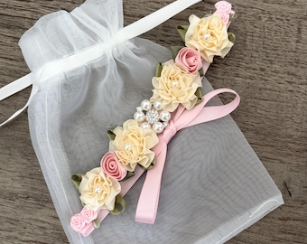 Ivory and Pink Jewel BunWrap: Pastel Pink ballet wrap