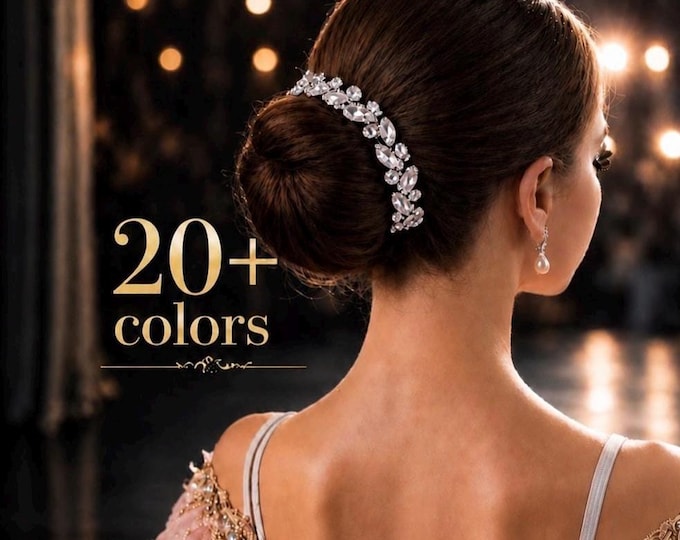 Rhinestone Bun Wrap, Ballet Hairpiece, Dance Recital Accessory, Crystal Crown, 20+ Colors