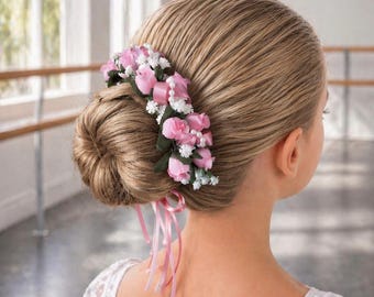 Dusty Pink Ballet Headpiece: Mauve La Fille Mal Gardee Hair piece, Swanhilda Headpiece
